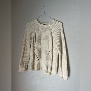 Cream knit sweater for women